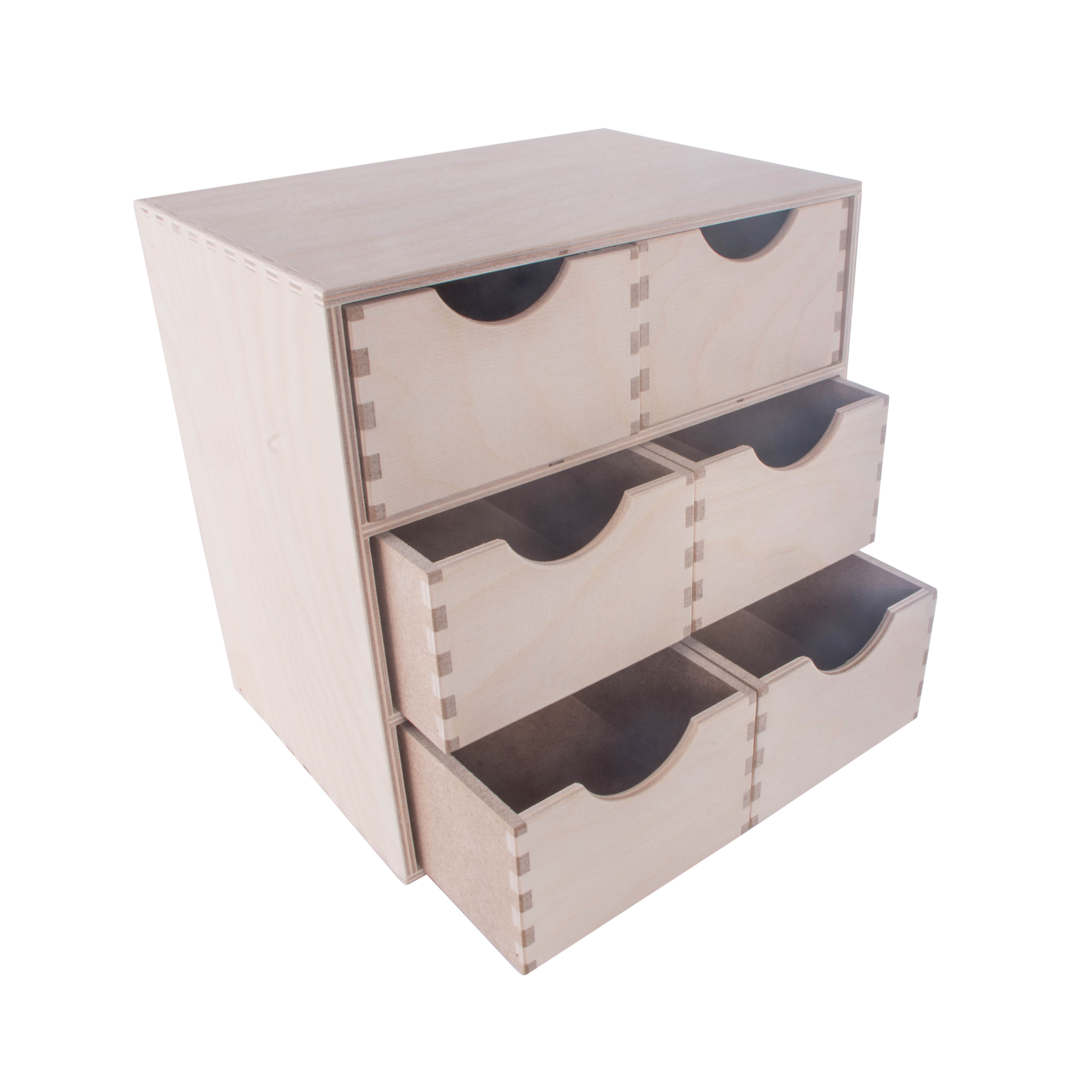 Small Wooden Storage Box Unit Office Desktop Organiser / 6 Drawers